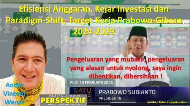 Andre Vincent Wenas,MM,MBA., Pemerhati Ekonomi dan Politik, Direktur Eksekutif Lembaga Kajian Strategis PERSPEKTIF (LKSP), Jakarta. Jumat (14/2/2025)