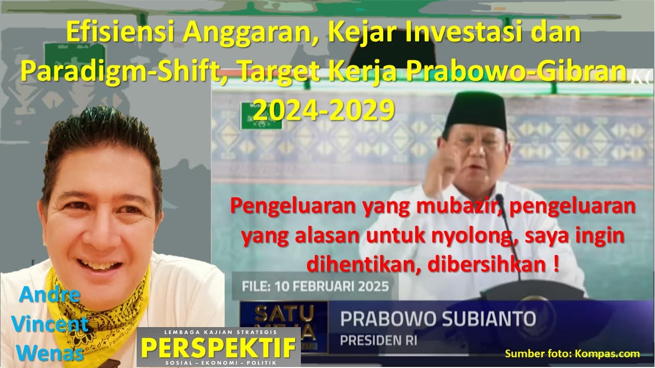 Andre Vincent Wenas,MM,MBA., Pemerhati Ekonomi dan Politik, Direktur Eksekutif Lembaga Kajian Strategis PERSPEKTIF (LKSP), Jakarta. Jumat (14/2/2025)