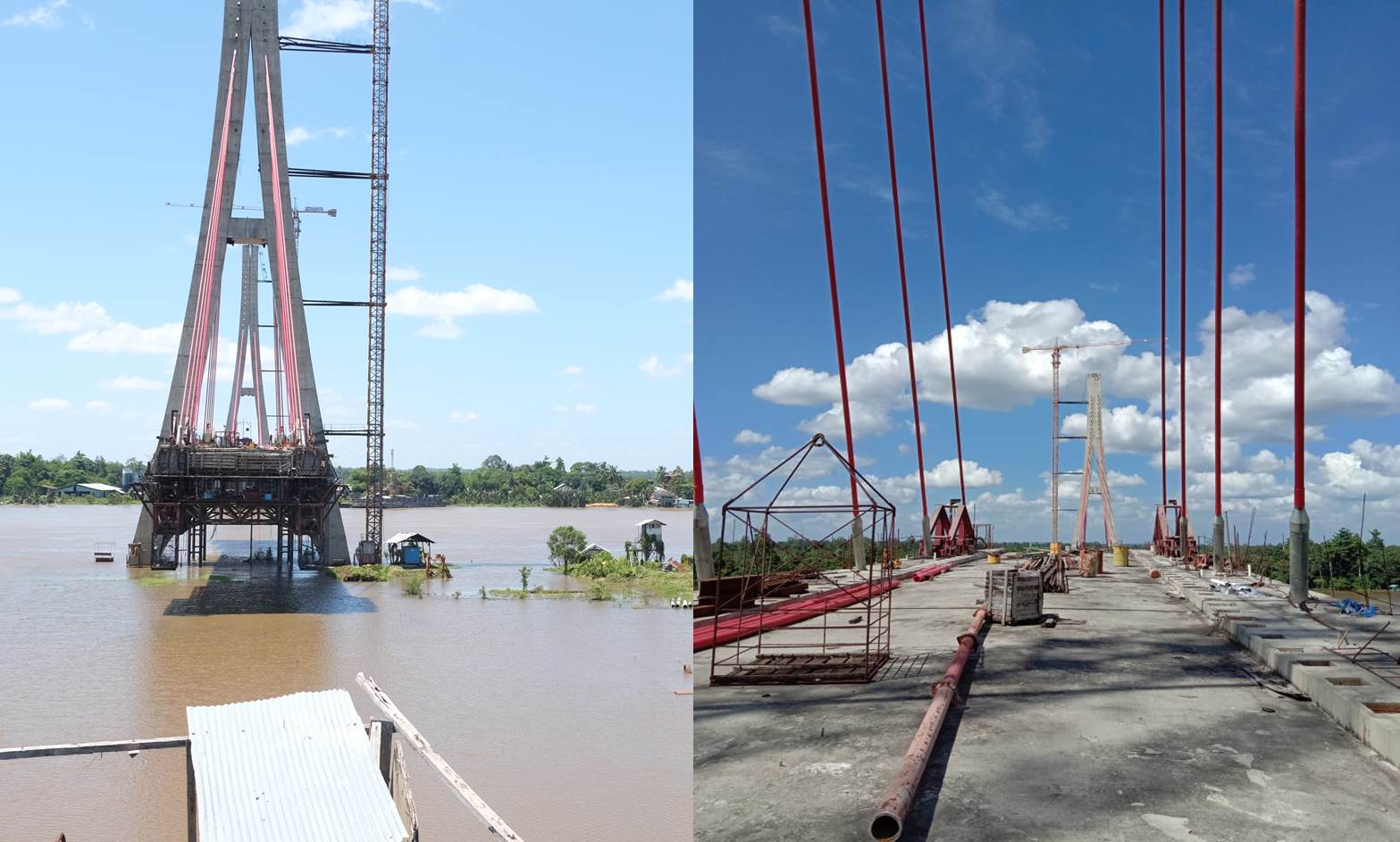 Keterangan Gambar: Jembatan Aji Tulur Jejangkat (ATJ) senilai Rp 598 miliar yang membentang di atas Sungai Mahakam, menghubungkan Melak dengan Mook Manaar Bulatn. Terletak di Melak Ilir, Kecamatan Melak, Kabupaten Kutai Barat, proyek ini telah mangkrak sejak 2015 tanpa kejelasan penyelesaian. Dok. Istimewa. Penulis: Johansyah, Jumat (26/09/2025)