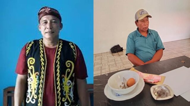 KETERANGAN FOTO: Ketua Presidium Dewan Adat (PDA) Kutai Barat, Yurang (kiri), bersama Lukas Riwanus, warga pelapor yang menindaklanjuti laporan terkait aktivitas penebangan kayu di lahan miliknya oleh pihak perusahaan PT Kedap Sayaaq. (Foto: Ist/ReportaseExpose.com ((14/10/2025). Johansyah