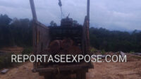 Aktivitas Truk Angkutan Kayu Log diduga dari PT BDL Di Long Daliq Kecamatan Long Iram. Penulis: Johansyah