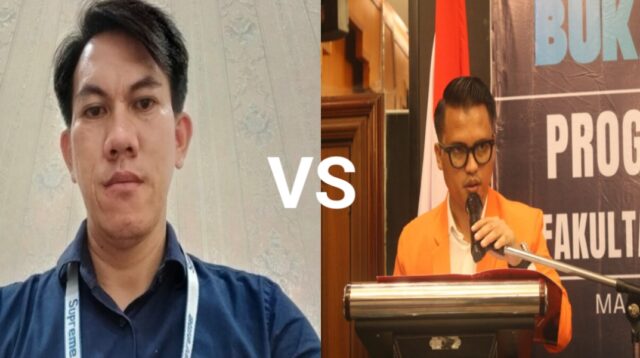 Kiri, Yahya Tonang, advokat asal Kutai Barat, dan Kanan, Rinto, akademisi serta praktisi hukum pidana Universitas Balikpapan, berbeda pandangan terkait aspek hukum pemanenan kelapa sawit di luar kawasan HGU perusahaan. Reportase Expose.com