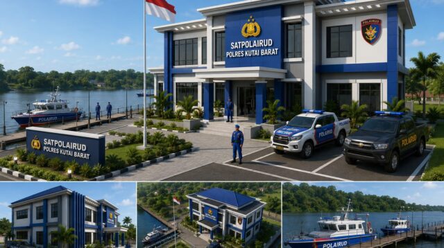 POLEMIK SKALA PRIORITAS: Ilustrasi alokasi anggaran Rp4,73 miliar untuk Pembangunan Kantor Polairud Polres Kutai Barat TA 2026. Kebijakan ini menuai sorotan publik yang menilai perbaikan akses jalan pedalaman yang rusak parah seharusnya lebih diprioritaskan.