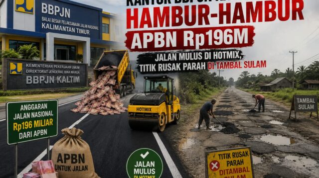 Gambar Ilustrasi: Soroti Kualitas Proyek Rp196 Miliar: Kondisi pengerjaan jalan nasional ruas Simpang Blusuh - Mentiwan di Kabupaten Kutai Barat yang dikerjakan PT Trimurti Perkasa. Proyek di bawah pengawasan BBPJN Kaltim ini memicu protes warga karena melapisi hotmix baru pada jalan yang masih mulus, sementara segmen berlubang parah hanya mendapatkan penanganan tambal sulam.