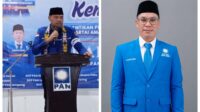 Ketua Dewan Pimpinan Wilayah (DPW) Partai Amanat Nasional (PAN) Kalimantan Timur, H. Erwin Izharuddin, SE (kiri) bersama Ketua Harian DPD PAN Kutai Barat, Samsudin Nur (kanan) saat menghadiri Rakerda I DPD PAN Kutai Barat di Hotel Sidodadi, Sendawar. (Foto: Dok. Reportase Expose)