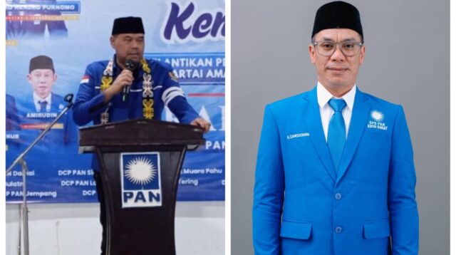 Ketua Dewan Pimpinan Wilayah (DPW) Partai Amanat Nasional (PAN) Kalimantan Timur, H. Erwin Izharuddin, SE (kiri) bersama Ketua Harian DPD PAN Kutai Barat, Samsudin Nur (kanan) saat menghadiri Rakerda I DPD PAN Kutai Barat di Hotel Sidodadi, Sendawar. (Foto: Dok. Reportase Expose)