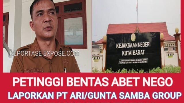 SERAHKAN DOKUMEN LEGALITAS - Petinggi Kampung Bentas, Abet Nego, didampingi Kepala Adat dan Ketua BPK Kampung Bentas menyerahkan bundel dokumen perizinan PT ARI kepada petugas di Kejaksaan Negeri Kutai Barat, Sendawar, Selasa (6/10/2026). Penyerahan berkas tersebut dilakukan untuk mendesak Kejaksaan mengusut dan membuka secara terbuka status legalitas HGU serta operasional perusahaan perkebunan sawit tersebut.